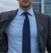 Professional tie with perfect knot staying in place while clothing blows in wind