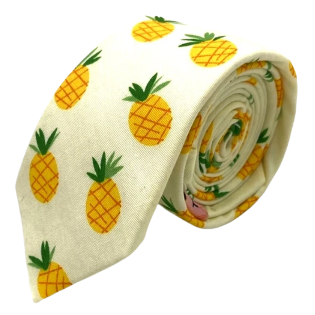 Ty's Pineapple Skinny Tie - Tropical Charm Cotton Tie