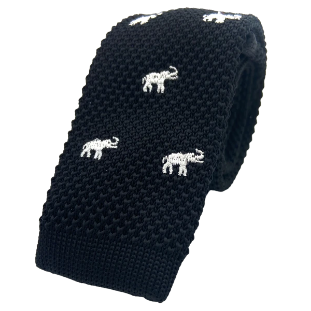 Ty's Elephant Tie - 100% Cotton Knitted Tie