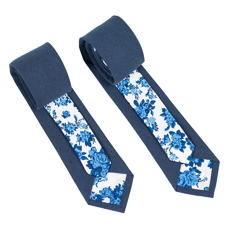 Ty's Blues Bloom - 100% Cotton Tie Cotton Tie