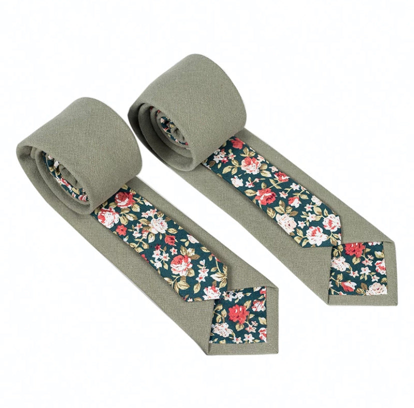 Ty's Sage Bloom Cotton Tie Cotton Tie