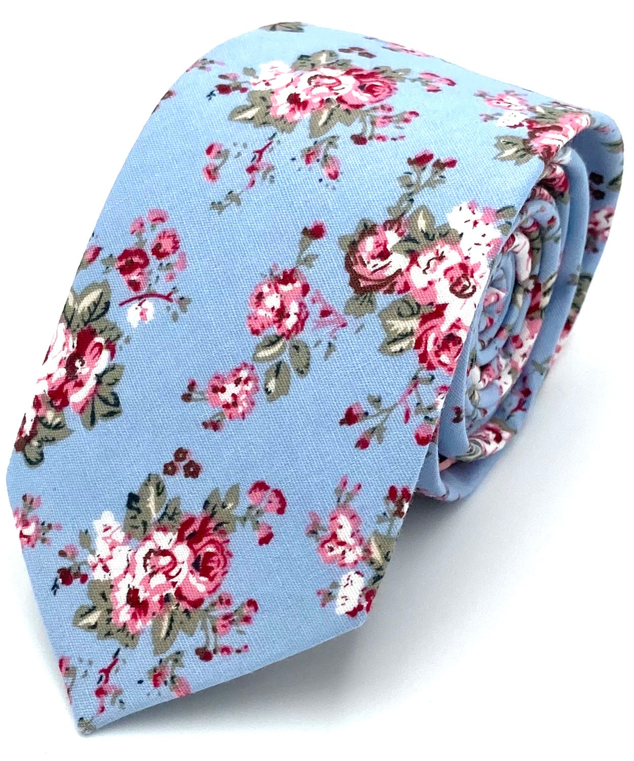 Ty's Blue Blooms - Elegant Cotton Tie Cotton Tie
