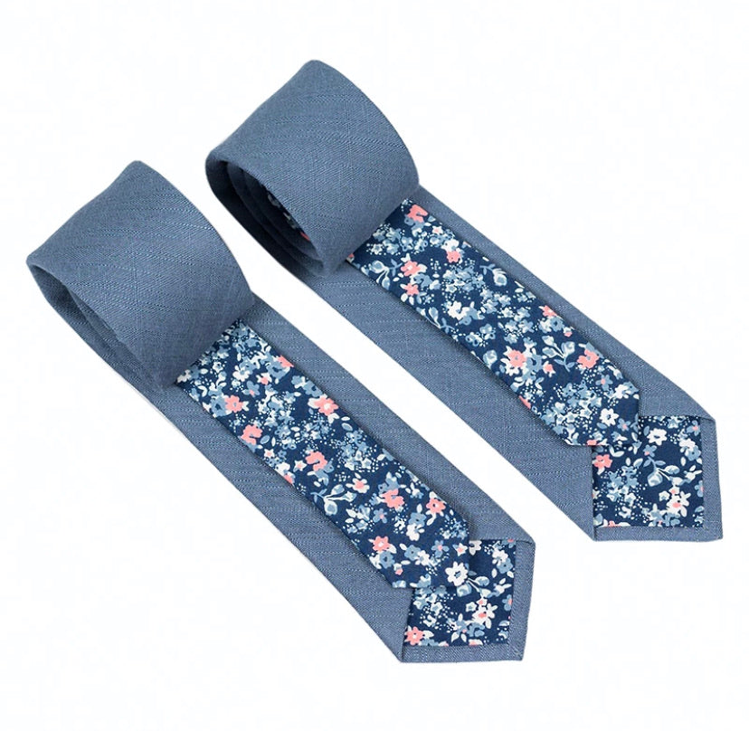 Ty's Dusty Blue Bloom Tie Cotton Tie