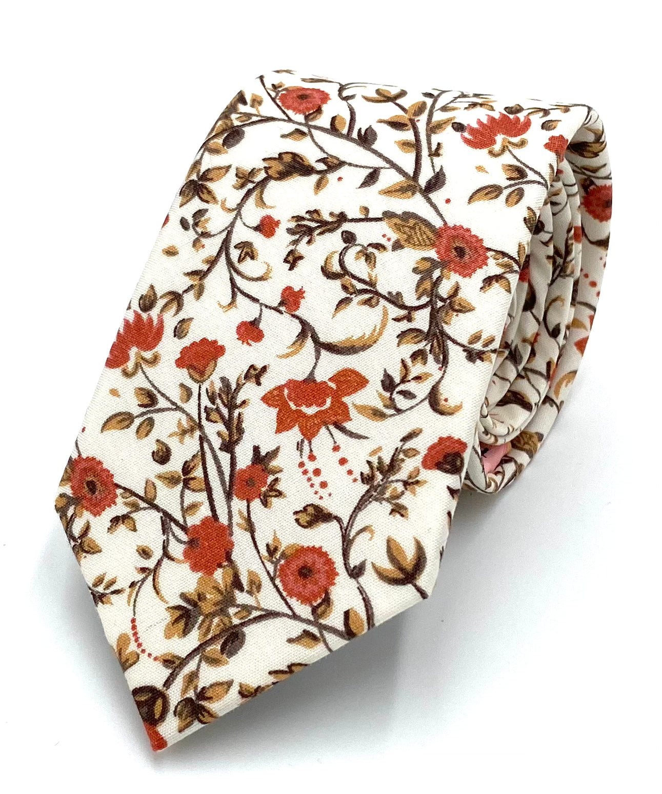 Ty's Red Flower Bloom - Stylish Silk Tie Cotton Tie