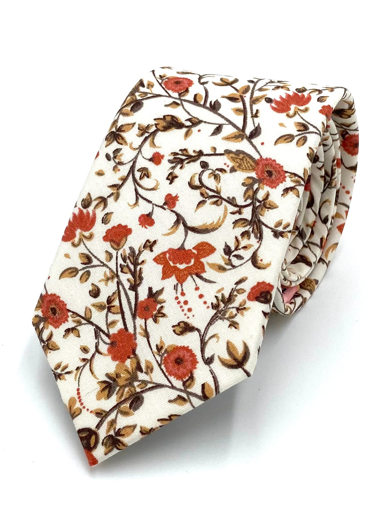 Ty's Red Flower Bloom - Stylish Silk Tie Cotton Tie