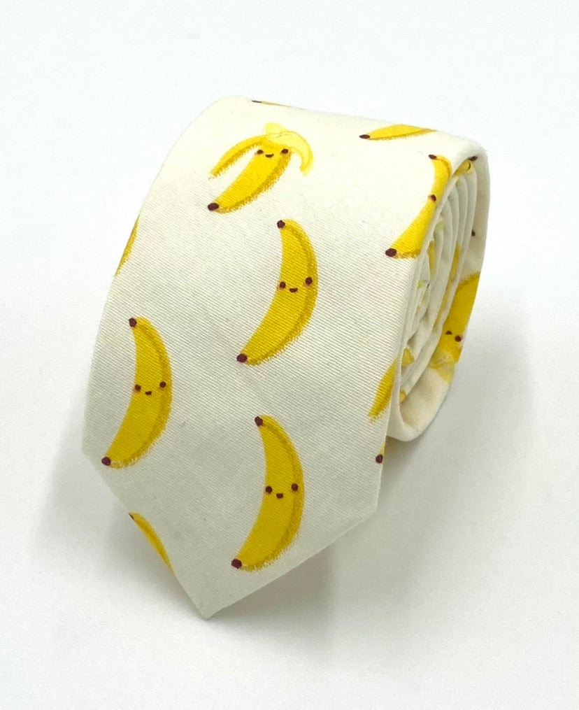Ty's Nanners Tie: Playful Banana Motif Cotton Tie