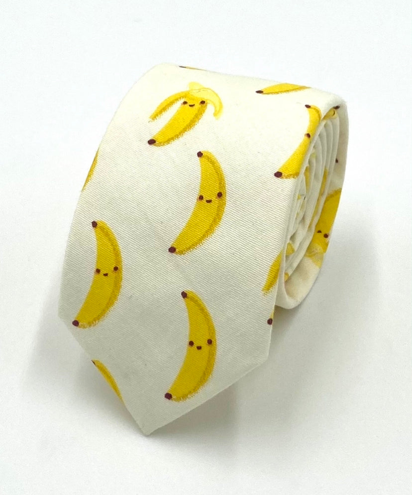 Ty's Nanners Tie: Playful Banana Motif Cotton Tie