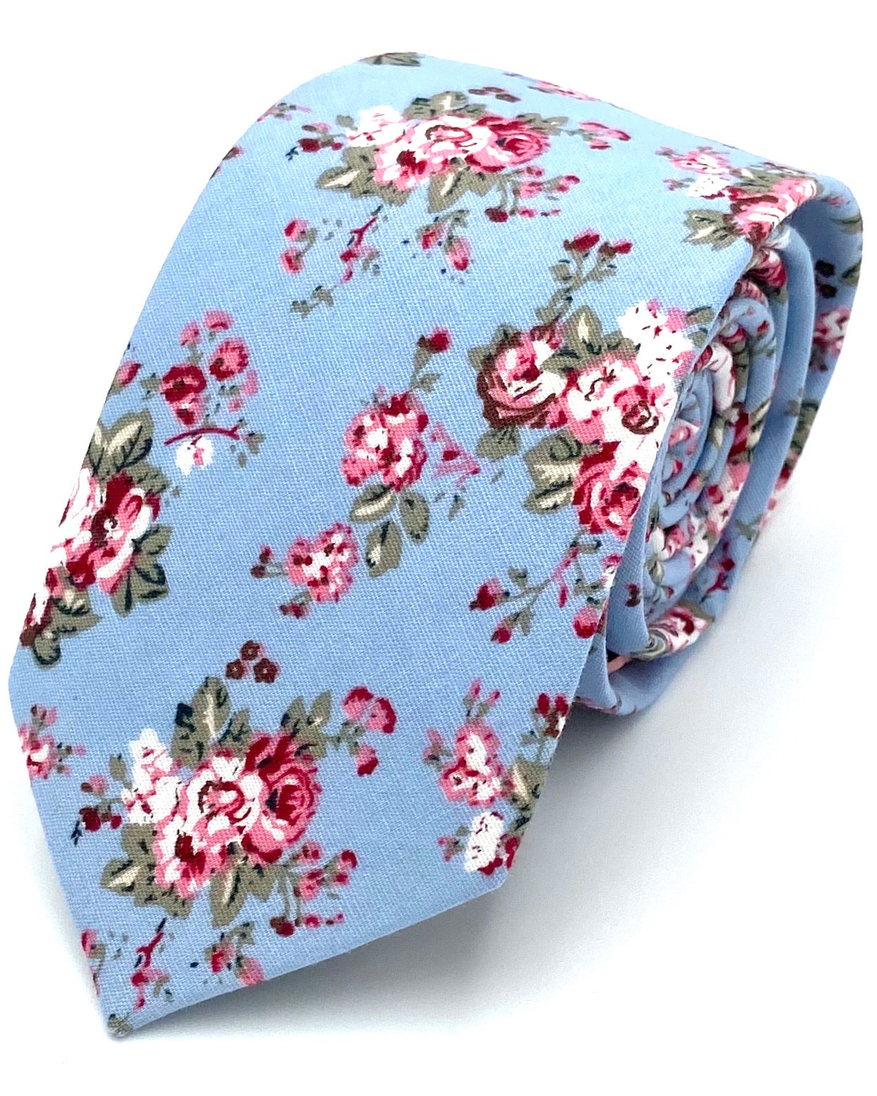 Ty's Blue Blooms - Elegant Cotton Tie Cotton Tie